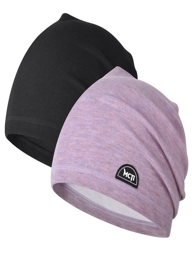 MCTi Slouchy Beanie for Men Women, Winter Warm Stretchy Skull Cap Hat Lightweight for Running Cycling 2 Packed - Image 1